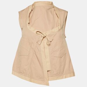 Gucci Beige Cotton Sleeveless Wrap Top S